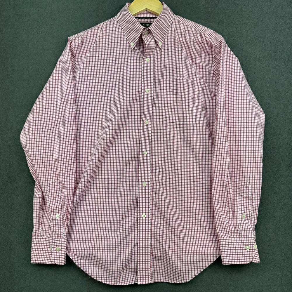 Lauren Ralph Lauren Shirt Men's‎ 16 34/35 Red White Plaid Stretch Classic Fit